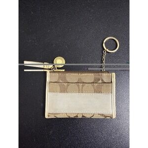 Vintage Coach Signature Tan/Brown Credit Card ID Holder Keychain Wallet